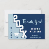 Modern Simple Minimalist Navy Blue Afstuderen Bedankkaart (Voorkant)