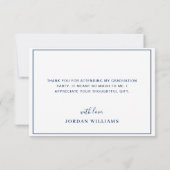 Modern Simple Minimalist Navy Blue Afstuderen Bedankkaart (Achterkant)