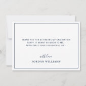 Modern Simple Minimalist Navy Blue Afstuderen Bedankkaart (Achterkant)