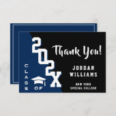 Modern Simple Minimalist Navy Blue Afstuderen Bedankkaart (Voorkant / Achterkant)