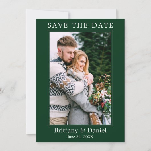 Modern Simple Minimalist Photo Green Save The Date (Voorkant)