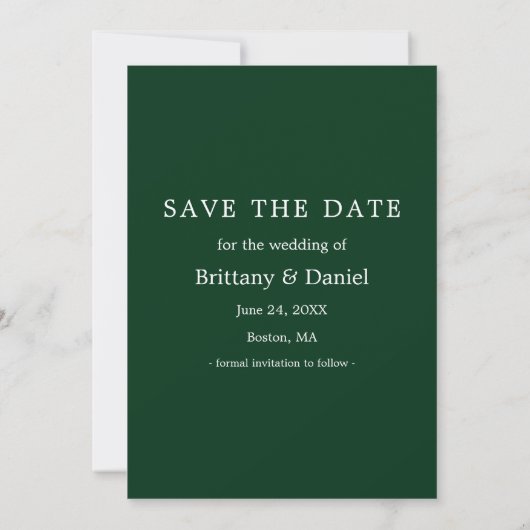 Modern Simple Minimalist Photo Green Save The Date (Achterkant)