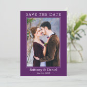 Modern Simple Minimalist Photo Paars Save The Date (Staand voorkant)