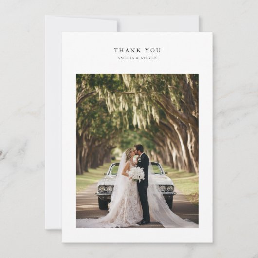 Modern Simple Minimalist Photo Wedding Bedankkaart (Voorkant)
