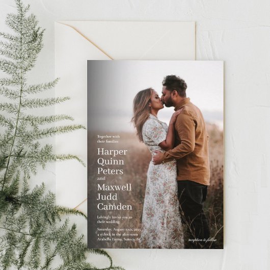 Modern Simple Minimalist Photo Wedding Kaart