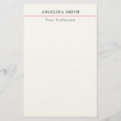 Modern Simple Minimalist White Red Professional Briefpapier (Voorkant)
