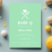 Modern Simple Mint Green BBQ-Baby shower Kaart