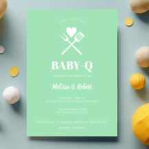 Modern Simple Mint Green BBQ-Baby shower