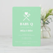 Modern Simple Mint Green BBQ-Baby shower Kaart (Staand voorkant)