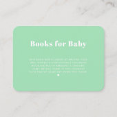 Modern Simple Mint Green Books voor Baby Informatiekaartje (Voorkant)