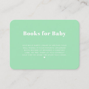 Modern Simple Mint Green Books voor Baby Informatiekaartje