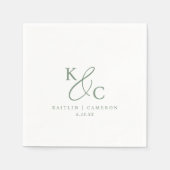 Modern Simple Monogram Sage Green Wedding Servet (Voorkant)