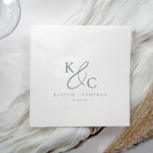 Modern Simple Monogram Sage Green Wedding Servet