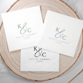 Modern Simple Monogram Sage Green Wedding Servet