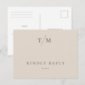 Modern Simple Monogram Sand Mix Match Wedding RSVP Briefkaart (Voorkant / Achterkant)