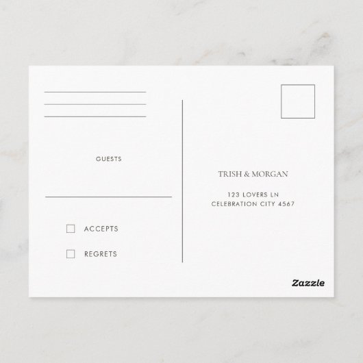 Modern Simple Monogram Sand Mix Match Wedding RSVP Briefkaart (Achterkant)