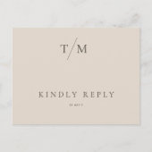Modern Simple Monogram Sand Mix Match Wedding RSVP Briefkaart (Voorkant)