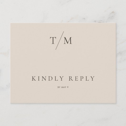 Modern Simple Monogram Sand Mix Match Wedding RSVP Briefkaart (Voorkant)