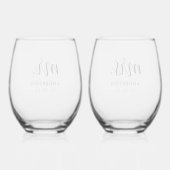 Modern Simple Mr en Mrs Pas getrouwd Gift Wijnglas Zonder Voet (Achterkant)