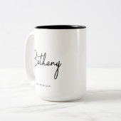 Modern Simple Name Script Custom Tweekleurige Koffiemok (Voorkant links)
