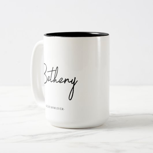 Modern Simple Name Script Custom Tweekleurige Koffiemok (Voorkant links)