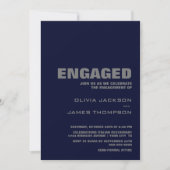 Modern Simple Navy Blue and Grey Engagement Party Kaart (Voorkant)