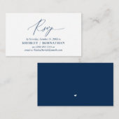 Modern Simple Navy Blue Calligraphy, Wedding RSVP Informatiekaartje (Voorkant / Achterkant)