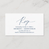 Modern Simple Navy Blue Calligraphy, Wedding RSVP Informatiekaartje (Voorkant)