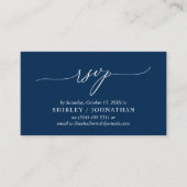 Modern Simple Navy Blue Calligraphy, Wedding RSVP Informatiekaartje (Voorkant)