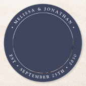 Modern Simple Navy Blue Custom Photo Wedding Ronde Kartonnen Onderzetter (Voorkant)