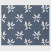 Modern Simple Navy Blue Floral Pattern Cadeaupapier (Vlak)