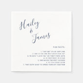 Modern Simple Navy Blue Fun Facts Wedding Servet (Voorkant)