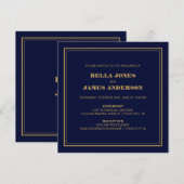 Modern Simple Navy Blue Gold Wedding Kaart (Voorkant / Achterkant)