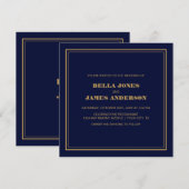 Modern Simple Navy Blue Gold Wedding Kaart (Voorkant / Achterkant)