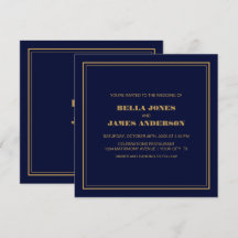 Modern Simple Navy Blue Gold Wedding