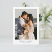 Modern Simple Navy Blue met foto Weddenschap Bedankkaart (Staand voorkant)