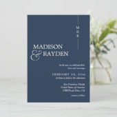 Modern Simple Navy Blue Monogram Photo Weddenschap Kaart (Staand voorkant)