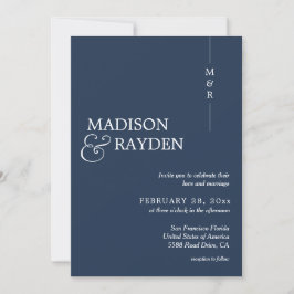 Modern Simple Navy Blue Monogram Photo Weddenschap Kaart