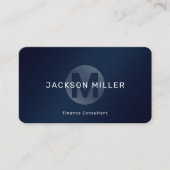 Modern Simple Navy Blue Monogram Professional Visitekaartje (Voorkant)
