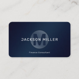 Modern Simple Navy Blue Monogram Professional Visitekaartje
