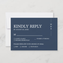 Modern Simple Navy Blue Monogram Weddenschap RSVP Kaartje