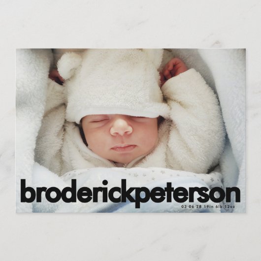 Modern Simple Newborn Photo Baby Birth Aankondiging (Voorkant)