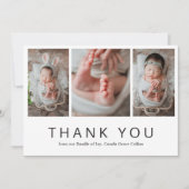 Modern Simple Newborn Photo Collage Baby shower Bedankkaart (Voorkant)