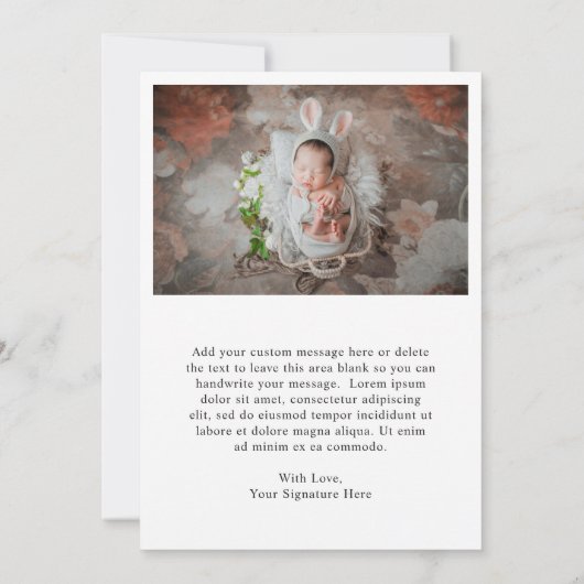 Modern Simple Newborn Photo Collage Baby shower Bedankkaart (Achterkant)