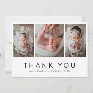 Modern Simple Newborn Photo Collage Baby shower Bedankkaart