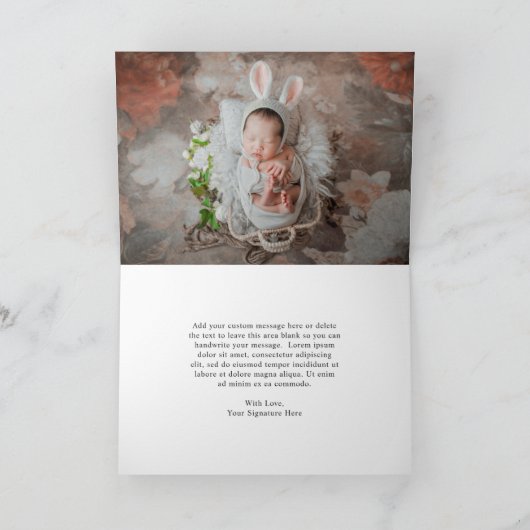 Modern Simple Newborn Photo Collage Baby shower Bedankkaart (Binnen)