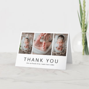 Modern Simple Newborn Photo Collage Baby shower Bedankkaart