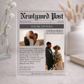 Modern Simple Newspaper Wedding Acryl Uitnodigingen