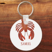 Modern Simple Ocean Red Lobster Nautical Coastal Sleutelhanger (Voorkant)