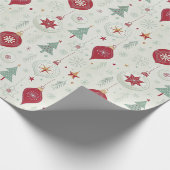 Modern Simple Ornaments and Snowflakes Christmas Cadeaupapier (Hoek)